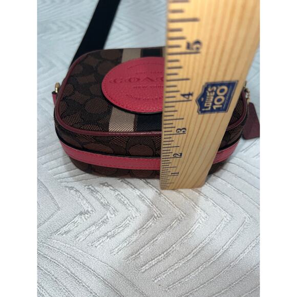 Coach Mini Dempsey Camera Bag Signature Jacquard Stripe With Patch - Picture 6 of 10